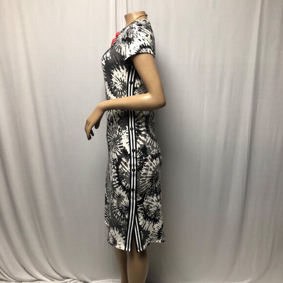 No Boundaries Dress Size Medium 7-9 Black White Tie Dye Soft Knee Length Bodycon - Picture 3 of 9